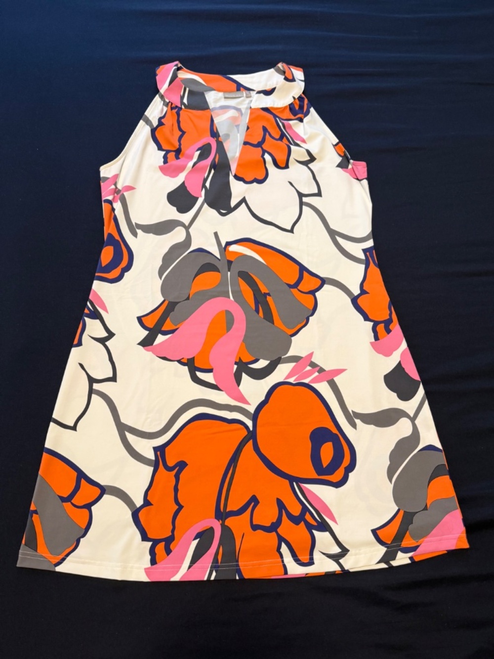 sleeveless dress, floral orange & pink, XL